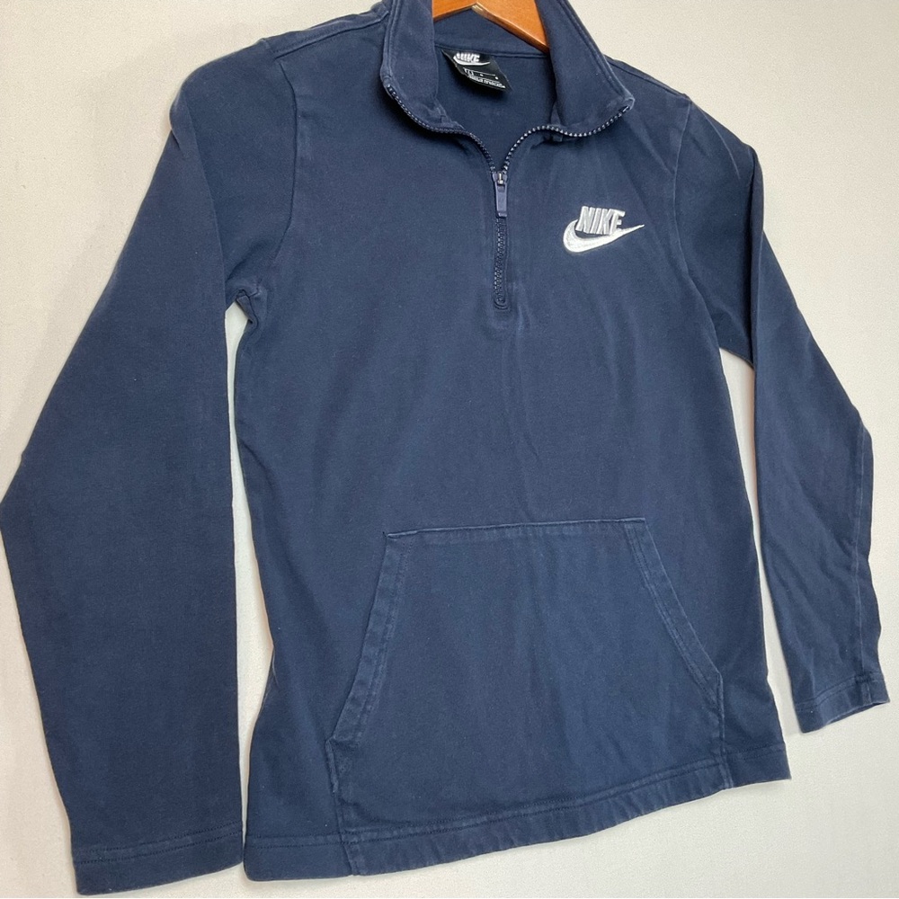 📦Nike youth Navy Blue Half-Zip Pullover with White Swoosh *Coupon Eligible - Picture 3 of 9
